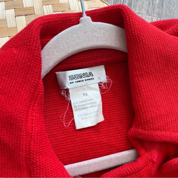 Sonia rykiel red cotton double breasted waist tie coat - Picture 2 of 7